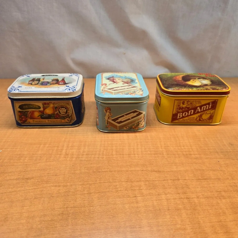 3 Retro Reproduction Bristol Ware Tins 1983 Bon Ami, Heinz, Nabisco Great Shape!